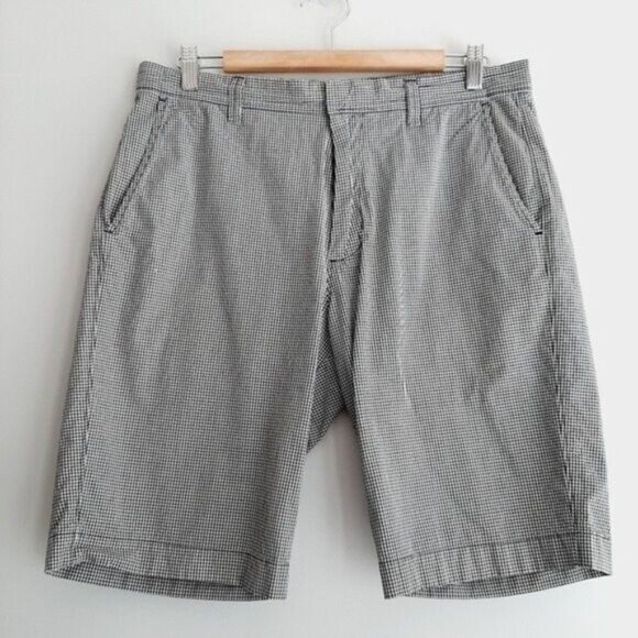 J. CREW / Gingham Black & White Flat Front Shorts Gingham B&W Men's Sz 32 - Picture 2 of 8